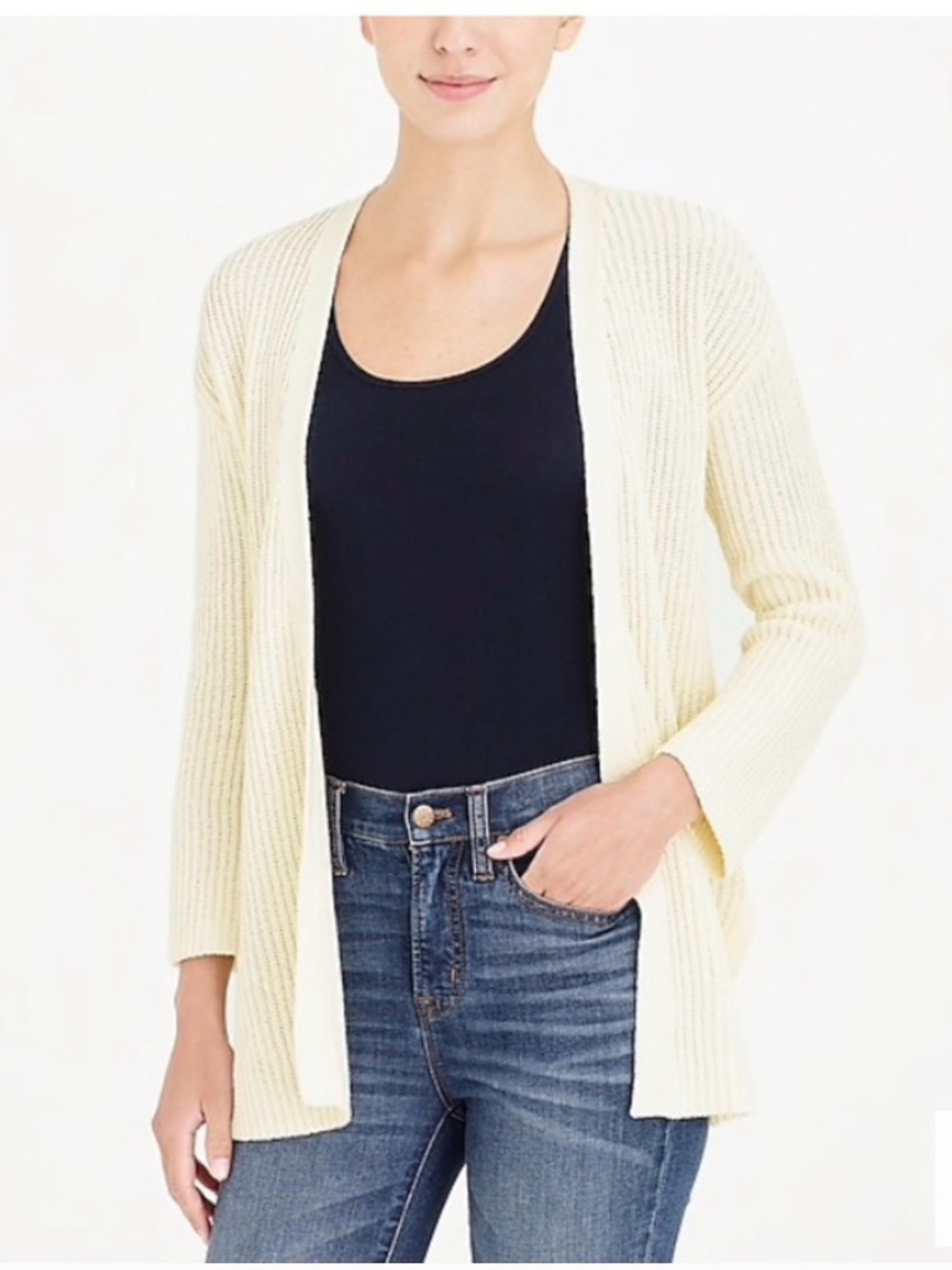 J.Crew ivory Cotton Open-Front Cardigan